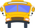 Yellow school bus of front view with curved roof. Royalty Free Stock Photo