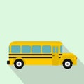 Yellow school bus icon, flat style Royalty Free Stock Photo