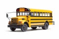 Yellow School Bus Isolated on White Background Royalty Free Stock Photo