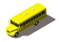 Yellow school bus isometric vector illustration isolated on white background Royalty Free Stock Photo