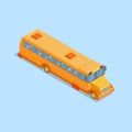 Yellow school bus isometric projection 3d. Flat vector illustration Royalty Free Stock Photo