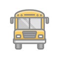 Yellow School Bus Line Outlined Icon Symbol Illustration in Flat Design and Modern Styles Royalty Free Stock Photo