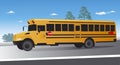 Yellow school bus on the move