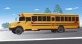 Yellow school bus on the move Royalty Free Stock Photo