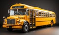 Yellow School Bus Parked in Dark Room Royalty Free Stock Photo
