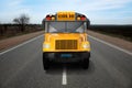 Yellow school bus on road. Transport for students Royalty Free Stock Photo