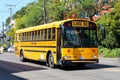 Yellow school bus on the road Royalty Free Stock Photo