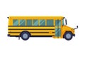 Yellow School Bus, Side View, Back to School Concept, Students Transportation Vehicle Flat Vector Illustration Royalty Free Stock Photo