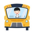 Yellow school bus with student Royalty Free Stock Photo