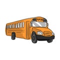 yellow school bus vector illustration sketch hand drawn with black lines isolated on white background Royalty Free Stock Photo