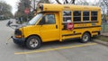 Yellow school bus waits for passengers