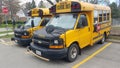 Yellow school bus waits for passengers