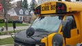 Yellow school bus waits for passengers