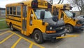 Yellow school bus waits for passengers