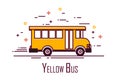 Yellow school bus on white background. Thin line flat design. Vector icon Royalty Free Stock Photo