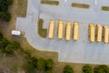 Yellow school buses in parked the parking lot Royalty Free Stock Photo