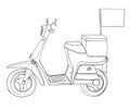 Yellow scooter delivery cute line art illustration Royalty Free Stock Photo