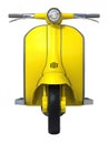 Yellow Retro Scooter on White Background