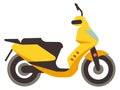 Yellow scooter side view. Cartoon motorbike icon