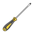 Yellow screwdriver isolated on a white background. Color line art Royalty Free Stock Photo