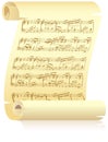 Yellow scroll with musical notation