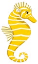 yellow sea horse fish vector illustration transparent background Royalty Free Stock Photo