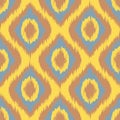 Yellow Seamless Camouflage Ogee in Ikat Weave Background Pattern vector Royalty Free Stock Photo
