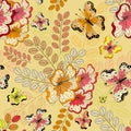 Yellow seamless floral pattern