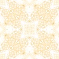 Yellow seamless pattern. Amazing delicate soap bubbles. Lace hand drawn textile ornament. Kaleidosco