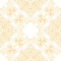 Yellow seamless pattern. Amazing delicate soap bubbles. Lace hand drawn textile ornament. Kaleidosco