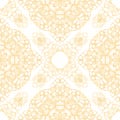 Yellow seamless pattern. Amazing delicate soap bubbles. Lace hand drawn textile ornament. Kaleidosco