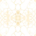 Yellow seamless pattern. Amazing delicate soap bubbles. Lace hand drawn textile ornament. Kaleidosco