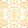 Yellow seamless pattern. Amusing delicate soap bubbles. Lace hand drawn textile ornament. Kaleidosco