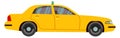 Yellow sedan side view. Cartoon taxi car icon
