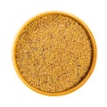Yellow seeds of White Mustard in bowl cutout Royalty Free Stock Photo