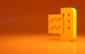 Yellow Seismograph icon isolated on orange background. Earthquake analog seismograph. Minimalism concept. 3d