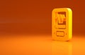 Yellow Seismograph icon isolated on orange background. Earthquake analog seismograph. Minimalism concept. 3d