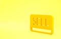 Yellow Sell button icon isolated on yellow background. Financial and stock investment market concept. Minimalism concept Royalty Free Stock Photo