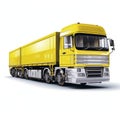 Yellow Semi Truck Illustration On White Background