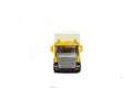 A yellow semi truck with a white trailer attached. Isolated on a white background. Clipping path included Royalty Free Stock Photo