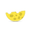 Yellow semicircular cheese with holes