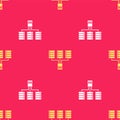 Yellow Server, Data, Web Hosting icon isolated seamless pattern on red background. Vector Illustration Royalty Free Stock Photo