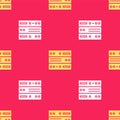 Yellow Server, Data, Web Hosting icon isolated seamless pattern on red background. Vector Illustration Royalty Free Stock Photo