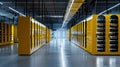 The Yellow Server Racks. AI generated Royalty Free Stock Photo