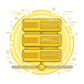 Yellow Server Stack Icon Data Center Illustration for Technology Business or Corporate Design Royalty Free Stock Photo