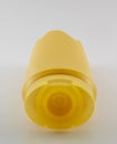 Yellow shampoo bottle, white background, isolated. Royalty Free Stock Photo