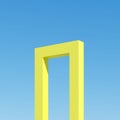 Yellow shape door building with shadows on sky background. Minimal architecture Ideas concept. 3D Render Royalty Free Stock Photo
