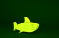 Yellow Shark icon isolated on green background. Minimalism concept. 3d illustration 3D render Royalty Free Stock Photo