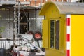 Yellow shed on a construction site