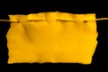 yellow sheet of paper on a black background. flashcard empty